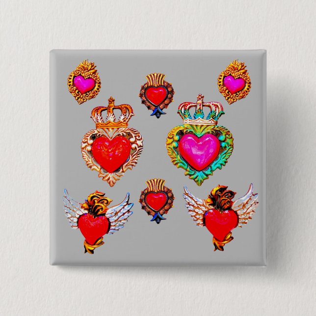 Mexican Milagros Charms Hearts 15 Cm Square Badge (Front)