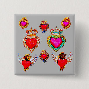 Mexican Milagros Charms Hearts 15 Cm Square Badge