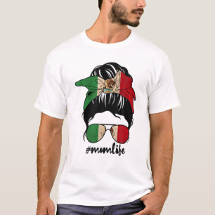 Mexican Mom Messy Bun Mexico Pride Patriotic Mothe T-Shirt