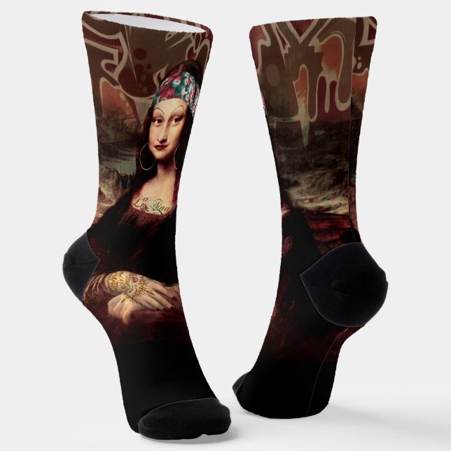 Mexican Mona Lisa Chicana Chola Socks (Angled)