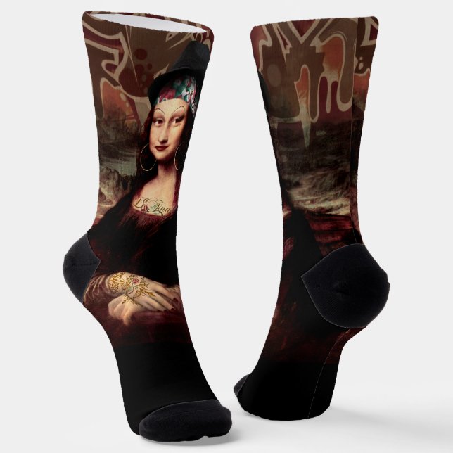 Mexican Mona Lisa Chicana Chola Socks (Angled)