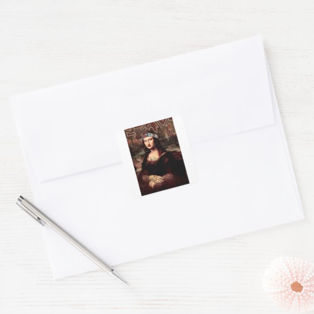 Mexican Mona Lisa Chicana Chola Square Sticker (Envelope)