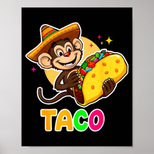Mexican monkey sombrero taco el squatcho fun cinco poster