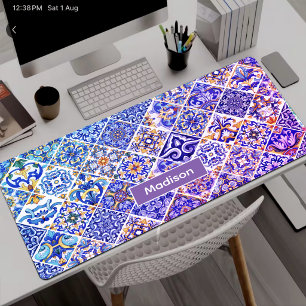 Mexican, Moroccan, Sicilian Mediterranean purple Desk Mat