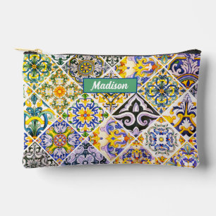 Mexican, Moroccan, Sicilian Mediterranean tiles Accessory Pouch