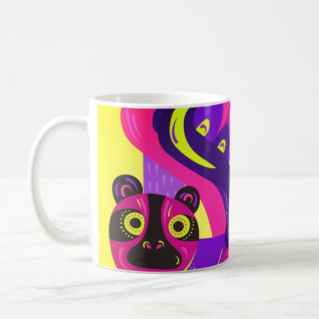 Mexican multi colour fox folk art on  coffee mug (Left)