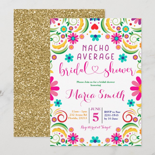 Mexican Nacho Average Bridal Shower Invitation (Front/Back)