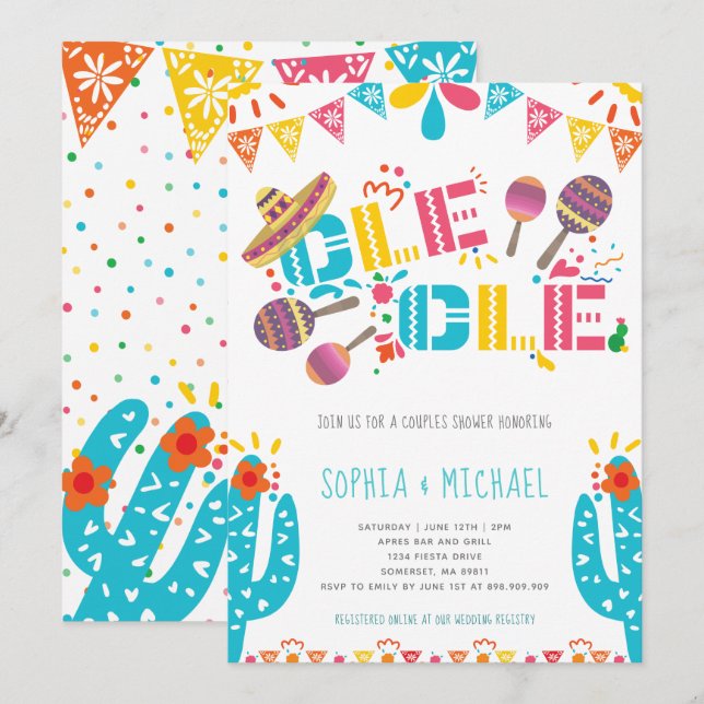Mexican Ole Ole Couples Engagement Fiesta Invitation (Front/Back)