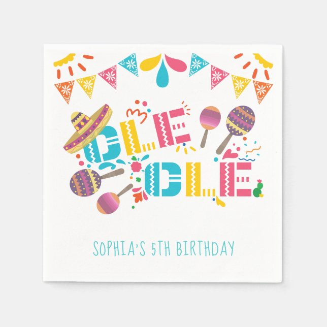 Mexican Ole Ole Fiesta Personalised Birthday Napkin (Front)