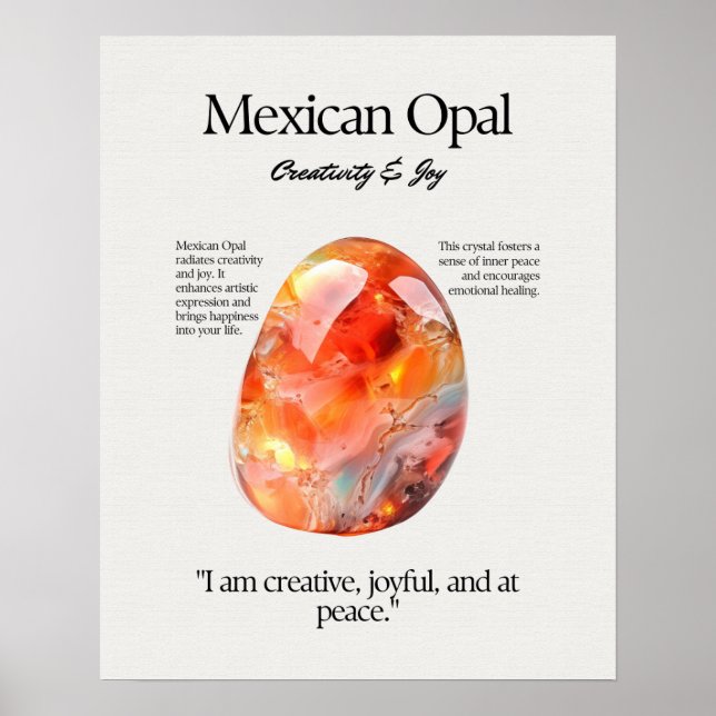 Mexican Opal Gem Crystal Meaning Card Poster (Front)