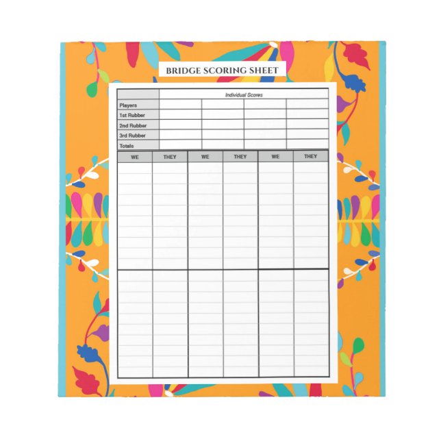 Mexican Otomi Design - Bridge Score Pad (Front)