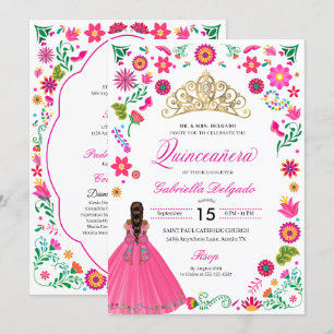 Mexican Otomi Embroidery Quinceañera Invitation