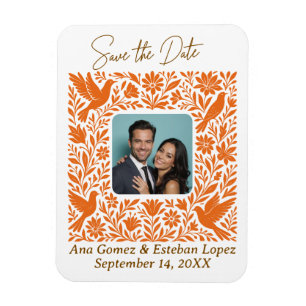 Mexican Otomí Floral Border Save the Date Photo Magnet