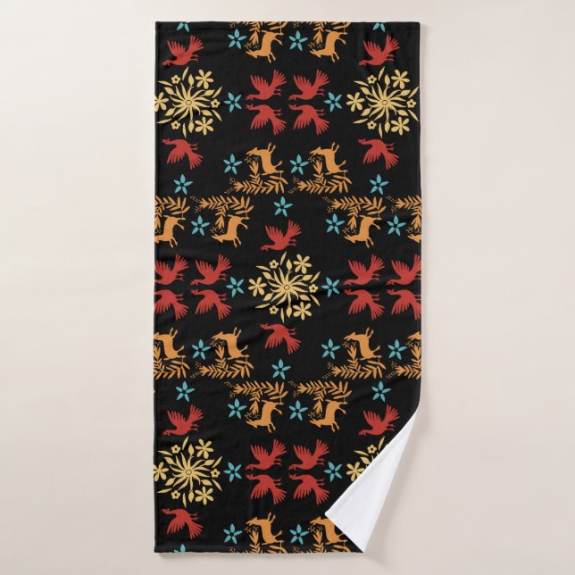 Mexican Otomi Home Decor Bath Towel (Bath Towel)