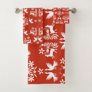 Mexican Otomi Home Decor Bath Towel Set