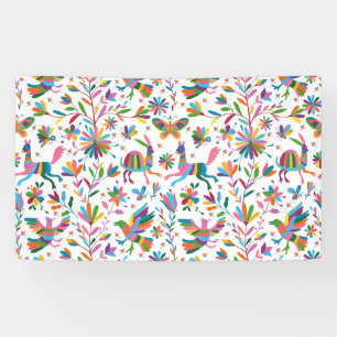 Mexican Otomi Style Bright Pattern Banner