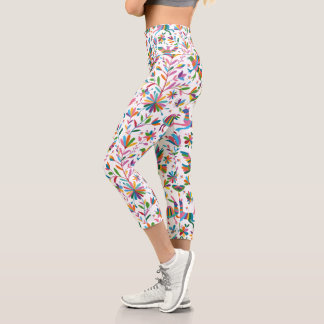  Mexican Otomi Style Bright Pattern Capri Leggings