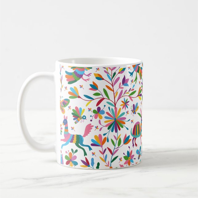  Mexican Otomi Style Bright Pattern Coffee Mug (Left)