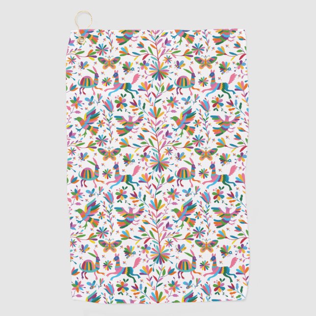  Mexican Otomi Style Bright Pattern Golf Towel (Front)
