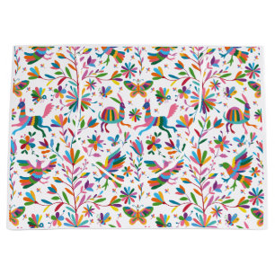  Mexican Otomi Style Bright Pattern Large Gift Bag