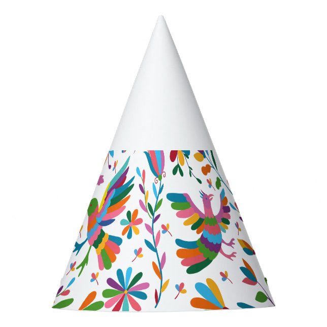  Mexican Otomi Style Bright Pattern Party Hat (Front)