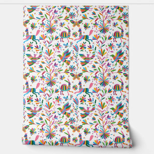 Mexican Otomi Style Bright Pattern Wallpaper
