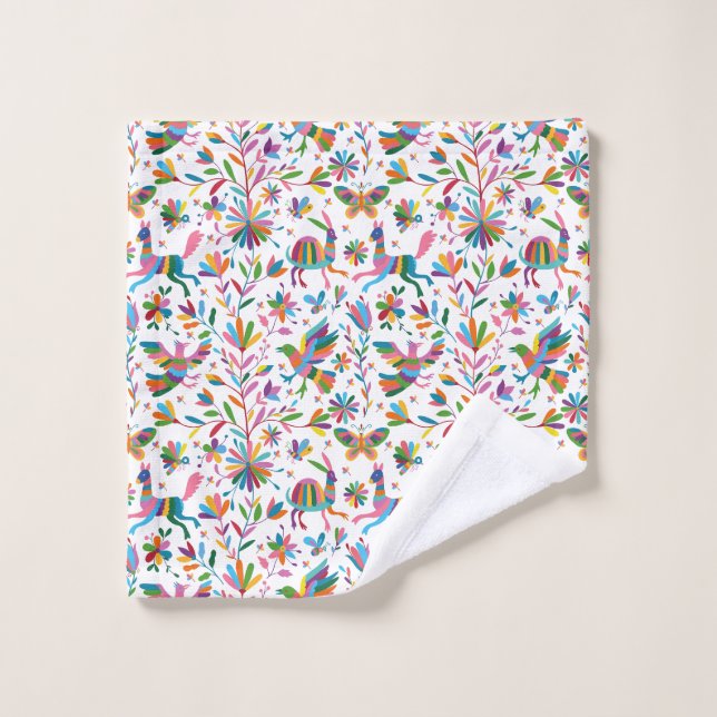 Mexican Otomi Style Bright Pattern Wash Cloth (Wash Cloth)