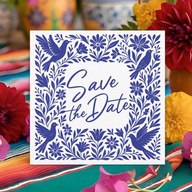 Mexican Otomí Tenango Talavera Save the Date Invitation (Mexican Otomí Tenango Talavera Save the Date Invitation.)