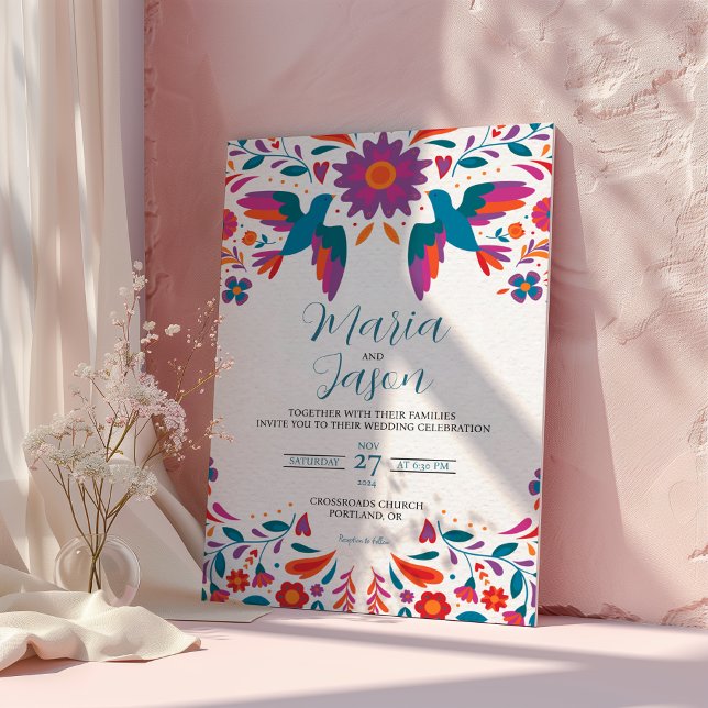 Mexican Otomi Tenangos Colourful Folk Art Wedding Invitation (Mexican Otomi Tenangos Colorful Folk Art Wedding Invitation)