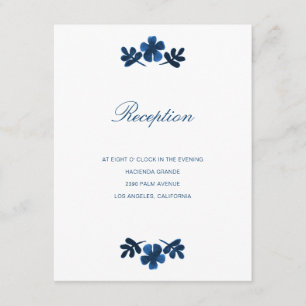 Mexican Otomi Wedding Reception Card - Navy Blue
