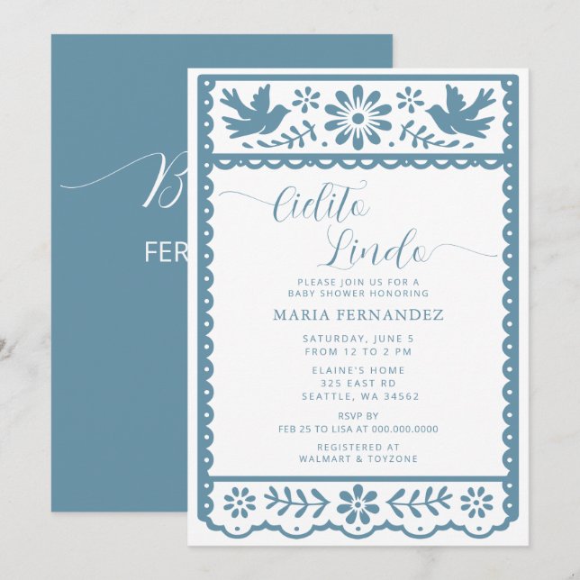 Mexican Papel Picado Cielito Lindo Baby Shower Invitation (Front/Back)