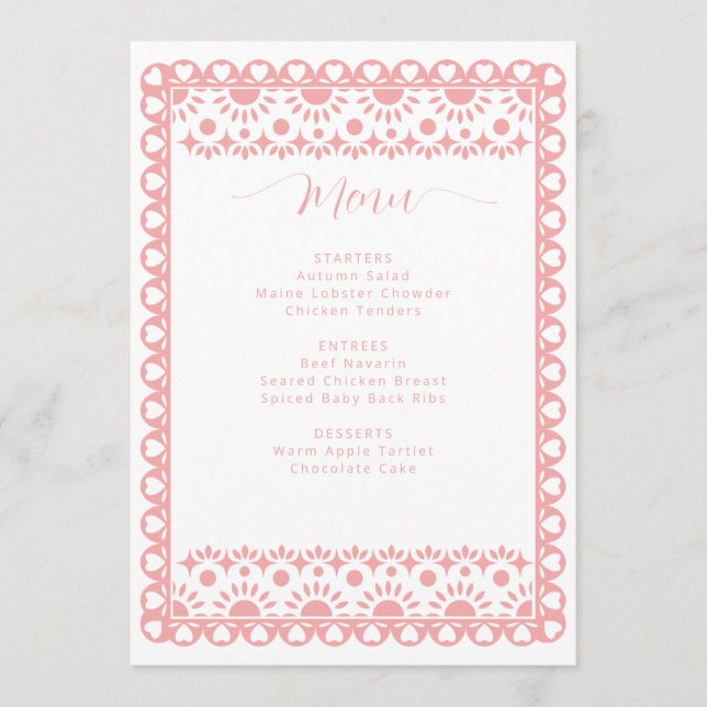 Mexican Papel Picado Cielito Lindo Baby Shower Menu (Front)