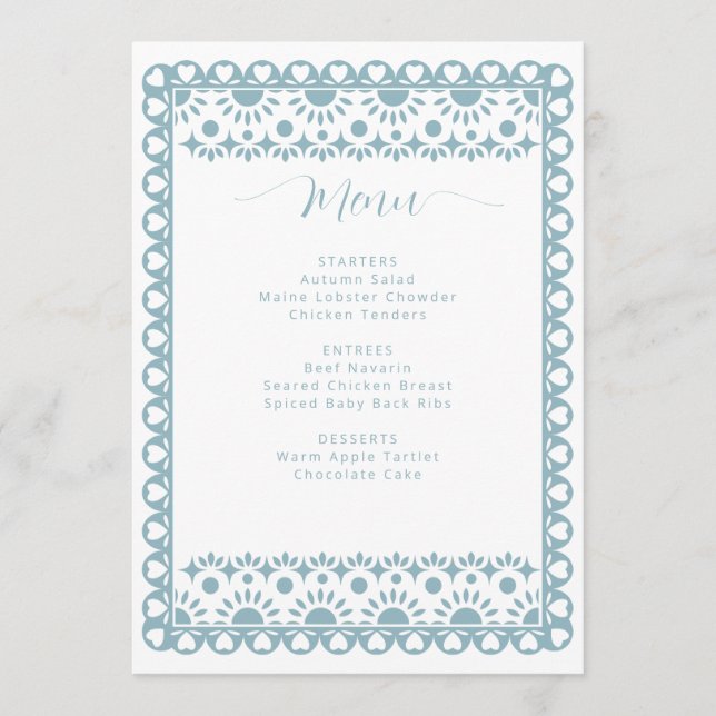 Mexican Papel Picado Cielito Lindo Baby Shower Menu (Front)