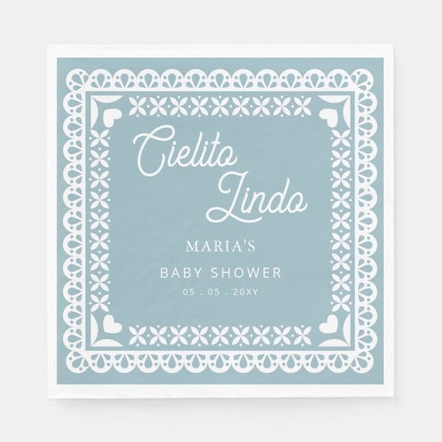 Mexican Papel Picado Cielito Lindo Baby Shower Napkin (Front)