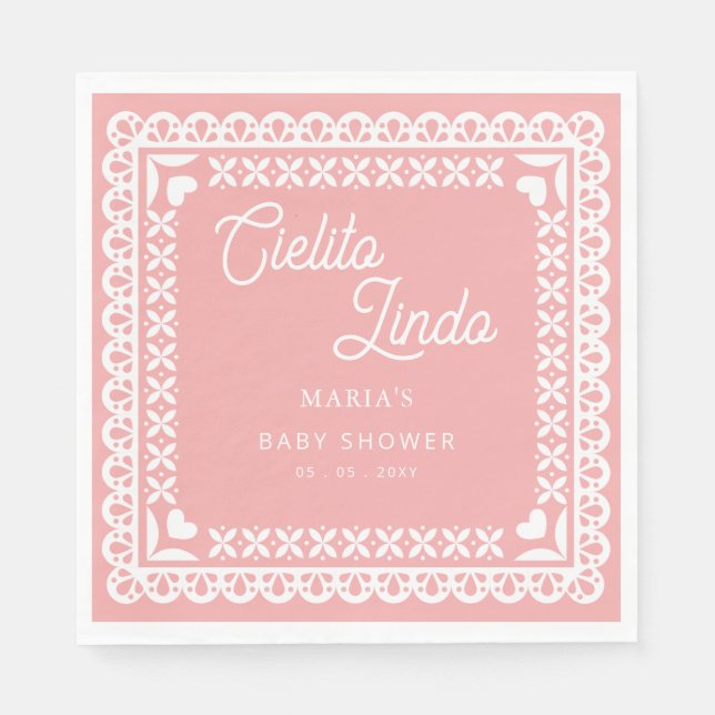 Mexican Papel Picado Cielito Lindo Baby Shower Napkin (Front)