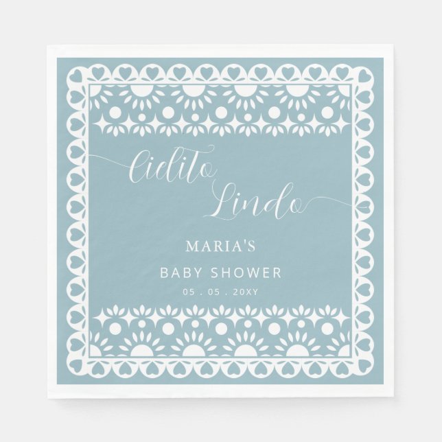 Mexican Papel Picado Cielito Lindo Baby Shower Napkin (Front)