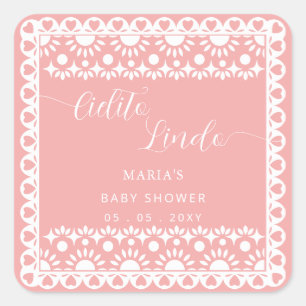 Mexican Papel Picado Cielito Lindo Baby Shower Square Sticker