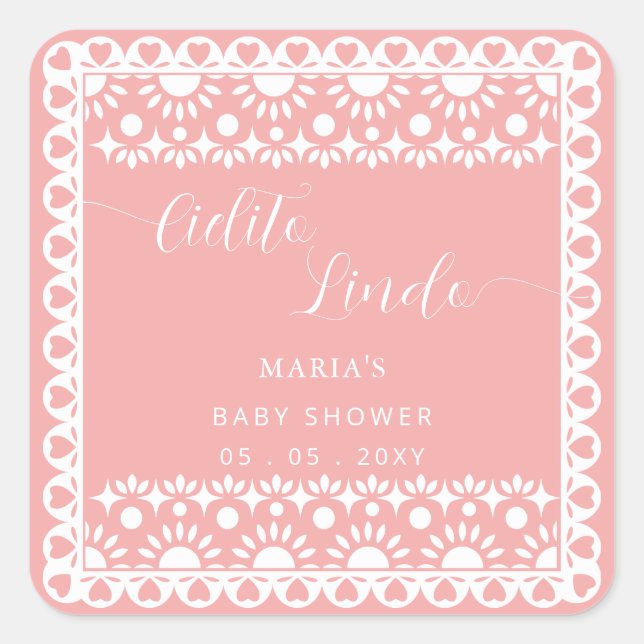 Mexican Papel Picado Cielito Lindo Baby Shower Square Sticker (Front)