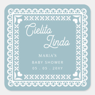 Mexican Papel Picado Cielito Lindo Baby Shower Square Sticker