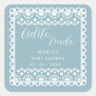 Mexican Papel Picado Cielito Lindo Baby Shower Square Sticker
