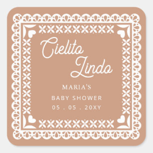 Mexican Papel Picado Cielito Lindo Baby Shower Square Sticker