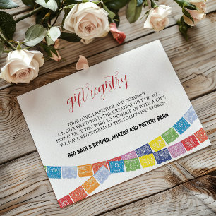 Mexican Papel Picado Elegant Colourful Boda Weddin Enclosure Card