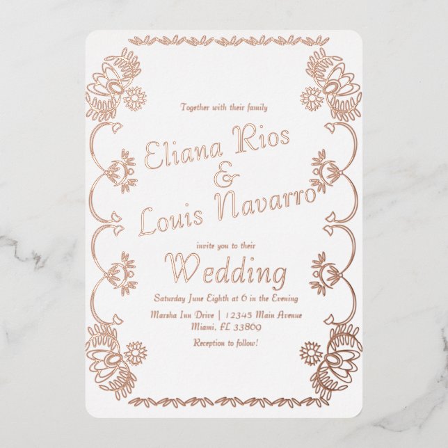 Mexican Papel Picado Folk Wedding Pressed  (Front)