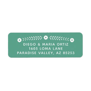 Mexican Papel Picado Return Address Labels - Green