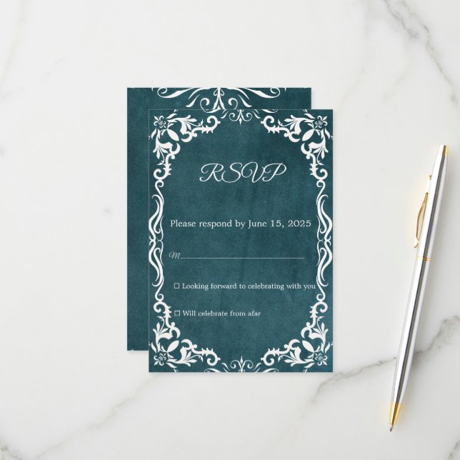 Mexican Papel Picado Wedding RSVP Card (Front/Back In Situ)