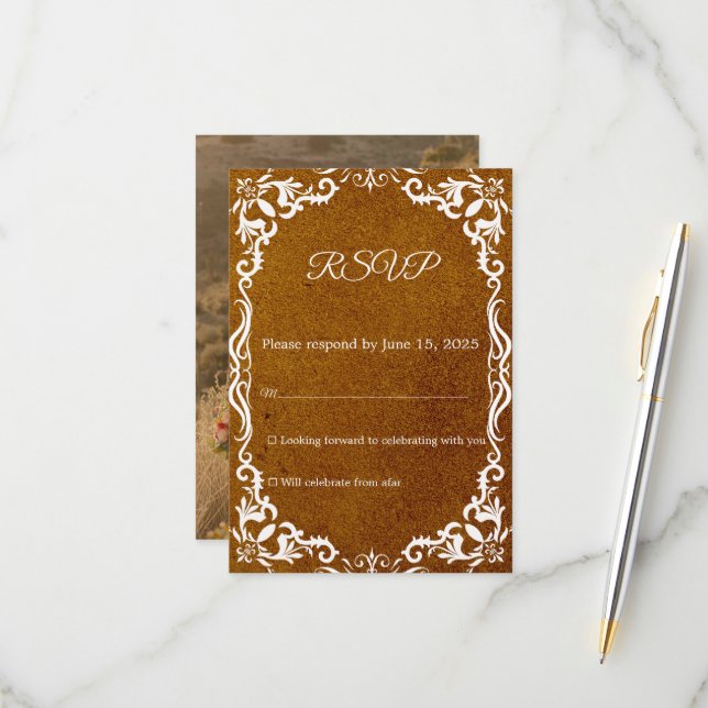 Mexican Papel Picado Wedding RSVP Card (Front/Back In Situ)