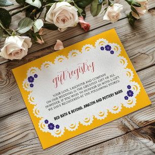Mexican Papel Picado Yellow Nuestra Boda Wedding Enclosure Card