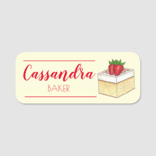 Mexican Pastel de Tres Leches Cake Baking Dessert Name Tag
