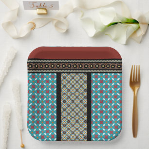 Mexican Patchwork Style 3 Paper Plate