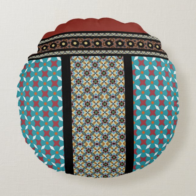 Mexican Patchwork Style 3 Round Cushion (Front)